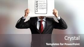  Presentation with questionnaire - Presentation consisting of questionnaire survey employee - businessman hiding his face behind background and a dark gray colored foreground