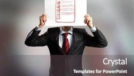  Presentation with survey - Colorful presentation theme enhanced with questionnaire survey employee - businessman hiding his face behind backdrop and a dark gray colored foreground