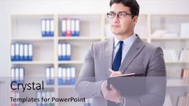  Presentation with office water cooler - Amazing theme having questionnaire survey employee - young businessman working backdrop and a light blue colored foreground