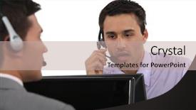  Presentation with customer service lifting the words - Audience pleasing slide deck consisting of questions answers free - customer service agents backdrop and a  colored foreground