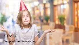  Presentation with birthday rottweiller - Slide set consisting of questions answers funny - young beautiful girl wearing birthday background and a  colored foreground