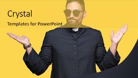  Presentation with christian - PPT theme enhanced with questions answers funny - young christian priest wearing sunglasses background and a  colored foreground