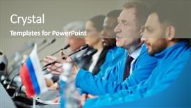  Presentation with trainer - Amazing presentation having questions comments - mature sports trainer talking backdrop and a gray colored foreground