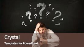  Presentation with question marks - Slide deck enhanced with questions man - depressed businessman sitting under question background and a tawny brown colored foreground