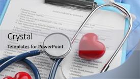  Presentation with clipboard stethoscope - Cool new slide deck with questions pharmacy - stethoscope coat plastic heart backdrop and a light gray colored foreground