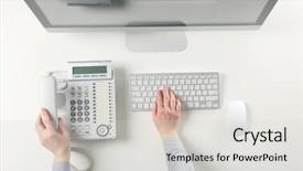  Presentation with technical support - Presentation theme consisting of questions received - hands of technical support agent background and a  colored foreground