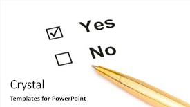  Presentation with yes - Beautiful theme featuring questions received - pen and tick boxes backdrop and a white colored foreground