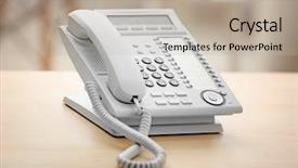  Presentation with telephone - Amazing PPT layouts having questions received - telephone on wooden table backdrop and a  colored foreground