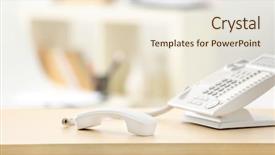  Presentation with telephone - Amazing PPT layouts having questions received - telephone with picked up receiver backdrop and a  colored foreground