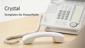  Presentation with rustic wood wooden frame - Amazing PPT layouts having questions received - telephone with picked up receiver backdrop and a  colored foreground