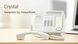  Presentation with telephone cabling patch panel - Beautiful slides featuring questions received - telephone with picked up receiver backdrop and a  colored foreground