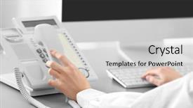  Presentation with page number - Amazing slide set having questions received - woman dialing number on telephone backdrop and a  colored foreground