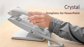  Presentation with coque de telephone - PPT layouts with questions received - woman picking up telephone receiver background and a  colored foreground