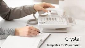  Presentation with government office - PPT theme enhanced with questions received - young woman working in office background and a lemonade colored foreground