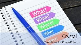  Presentation with questions - Beautiful slide deck featuring questions text on sticky colorful backdrop and a light blue colored foreground