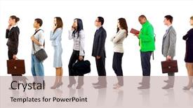  Presentation with queue - PPT theme enhanced with queue - full length portrait of men background and a mint green colored foreground