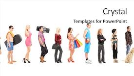  Presentation with queue - Colorful slide set enhanced with queue - full length portraits of different backdrop and a white colored foreground