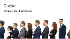  Presentation with business profile - Audience pleasing slides consisting of queue - profile of a business team backdrop and a white colored foreground