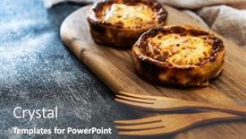  Presentation with bacon - PPT theme enhanced with quiche lorraine with smoked bacon background and a gray colored foreground