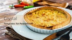  Presentation with bacon - Beautiful theme featuring quiche-lorraine-with-smoked-bacon backdrop and a yellow colored foreground