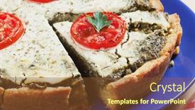  Presentation with tomato chemistry - Theme consisting of quiche-lorraine-with-spinach-cream background and a tawny brown colored foreground