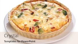  Presentation with vegetables - Presentation enhanced with quiche with broccoli and vegetables background and a coral colored foreground