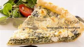  Presentation with spinach - Colorful PPT layouts enhanced with quiche with spinach and feta backdrop and a yellow colored foreground