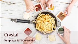  Presentation with sauces - Theme having quick - family having french fries background and a lemonade colored foreground