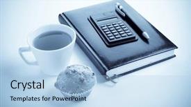  Presentation with lunch - Colorful slides enhanced with quick-lunch-in-the-office backdrop and a light blue colored foreground