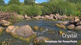  Presentation with river flow - Cool new PPT theme with quick river flow amongst stone backdrop and a tawny brown colored foreground