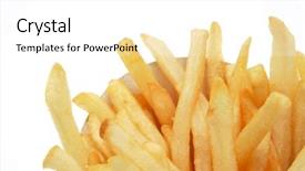  Presentation with french fries - Presentation theme having quick service restaurants - closeup of some french fries background and a white colored foreground