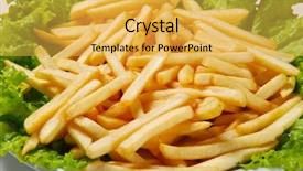  Presentation with french fries - Colorful slide deck enhanced with quick service restaurants - delicious french fries backdrop and a yellow colored foreground