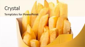  Presentation with french fries - Slide set featuring quick service restaurants - french fries on a white background and a yellow colored foreground