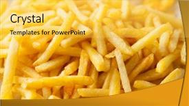  Presentation with french fries - Cool new PPT theme with quick service restaurants - photo of french fries crunchy backdrop and a yellow colored foreground