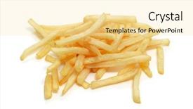  Presentation with french fries - Slides with quick service restaurants - pile of french fries background and a blonde colored foreground
