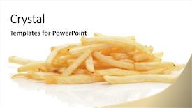  Presentation with french fries - PPT theme consisting of quick service restaurants - pile of french fries background and a white colored foreground