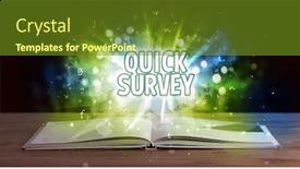  Presentation with survey - Colorful slides enhanced with quick-survey-inscription-coming-out backdrop and a tawny brown colored foreground