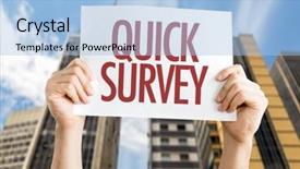  Presentation with survey - PPT theme enhanced with fast rate - quick survey placard with urban background and a light blue colored foreground