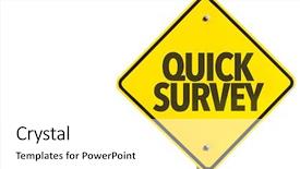  Presentation with survey - Cool new presentation design with quick survey sign isolated backdrop and a white colored foreground