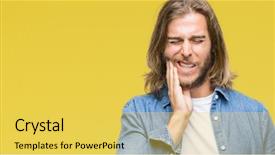  Presentation with hair tools and hairdressing concept - Beautiful PPT theme featuring quien quiere ser - young handsome man with long backdrop and a yellow colored foreground