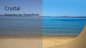  Presentation with process - Slides having quiet beach and sea background and a teal colored foreground