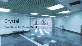  Presentation with go to shin okubo subway - Presentation theme enhanced with quiet exit - entrance of subway background and a light blue colored foreground