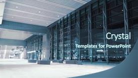  Presentation with high speed railway - Beautiful slides featuring quiet exit - hall of high speed railway backdrop and a ocean colored foreground