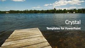  Presentation with lake dock - Theme having quiet exit - lake scene dock background and a ocean colored foreground