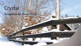  Presentation with snow - Amazing slides having quiet exit - snow covered fence backdrop and a  colored foreground