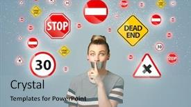  Presentation with traffic - Presentation having quiet exit - young woman with taped mouth background and a light blue colored foreground