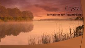  Presentation with foggy - PPT layouts consisting of quiet-foggy-early-morning-landscape background and a red colored foreground