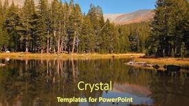  Presentation with autumn morning - Theme enhanced with quiet lake in the mountains of yosemite park early autumn morning background and a tawny brown colored foreground