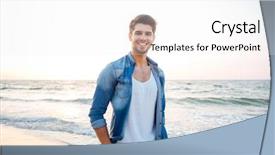  Presentation with jeans - Beautiful slide deck featuring quiet peace - happy young man in jeans backdrop and a  colored foreground