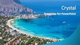  Presentation with white sand - Beautiful slide set featuring quiet peace - panoramic view on mondello white backdrop and a teal colored foreground